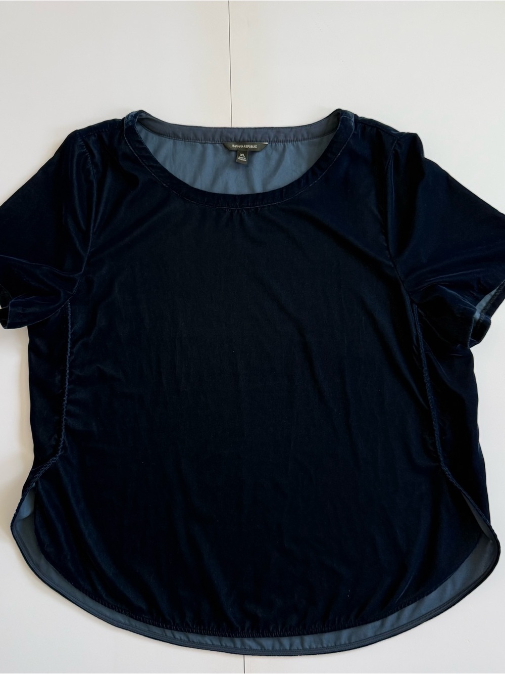 Banana Republic Shirt Womens XL Blue Velvet Blouse Top Goth Whimsigoth